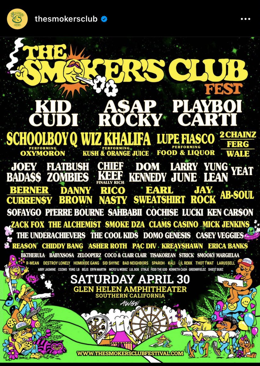 I got 2 tickets for the low for the Smokers Club Festival in Cali. Hmu for prices. #smokersclub #thesmokersclubfest