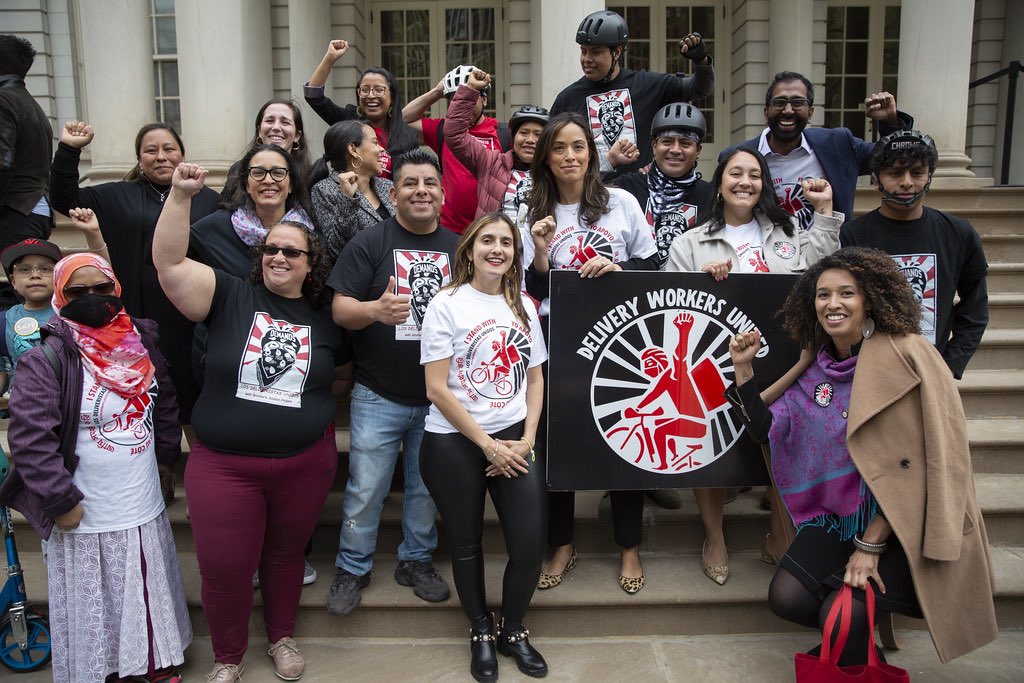 Celebrated #NYCDeliveristaDay with <a href="/workersjusticep/">Workers Justice Project ✊🏾❤️</a>: NYC's delivery workers can now limit distances, see route details + get paid weekly without any unfair charges.

Grateful to have passed this historic legislation codifying first-in-the-nation protections for deliveristas ✊🏽