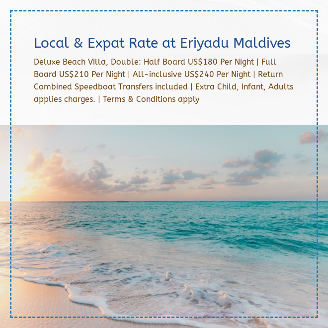 MvTravelWizard's tweet photo. Local &amp; Expat Offer: Eriyadu Island Resort 
For availability &amp; Rates: WhatsApp 7779913 | Email: book@travelwizard.mv
For Resort Info: https://t.co/k8WaFKbba4 https://t.co/bHfjPWN86e