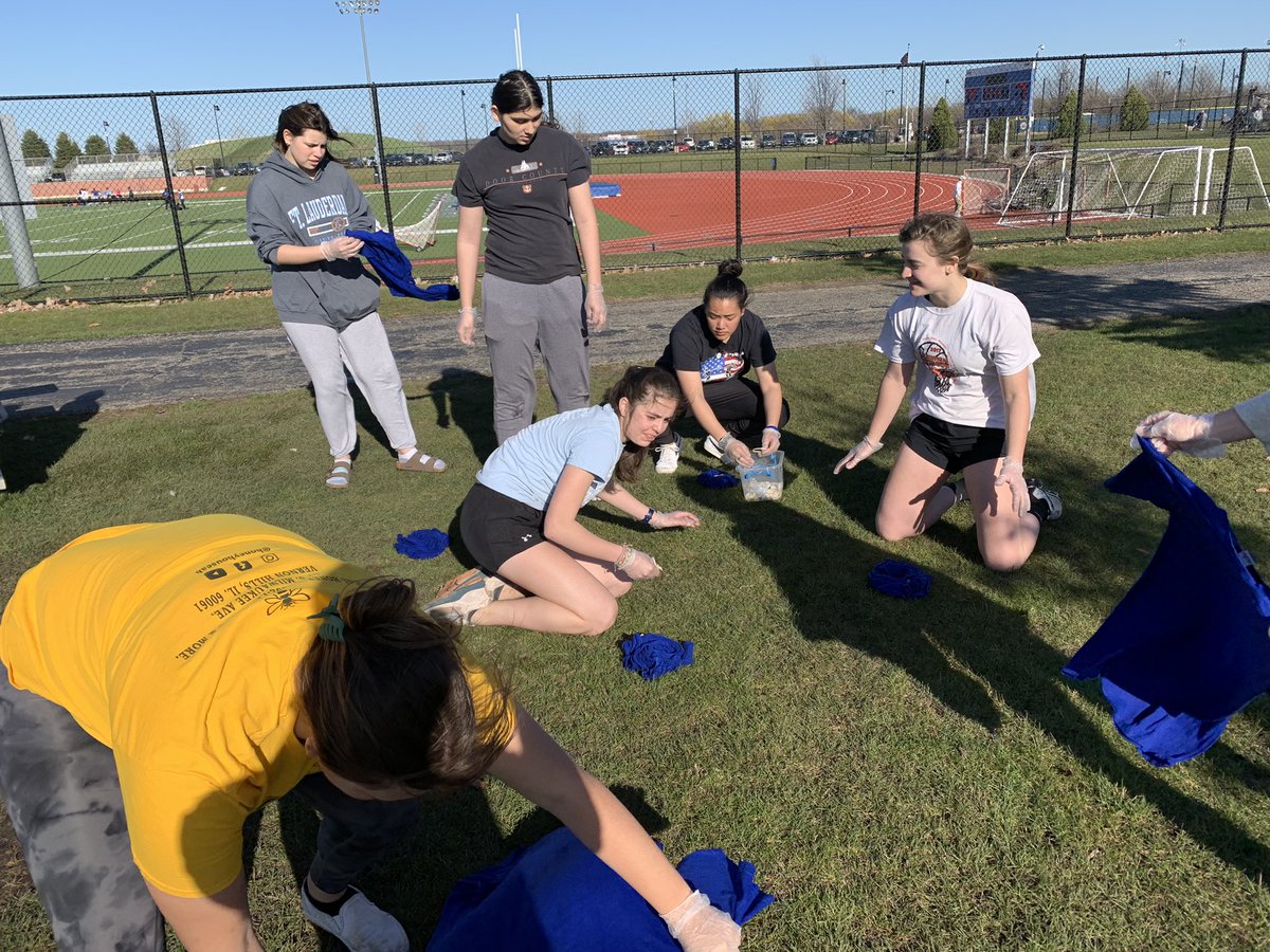 GirlsVh's tweet photo. Another year of team bonding. Tie-dye shirts last year. Bleaching this year. Crafty throwers. https://t.co/SDa4SI7CF3