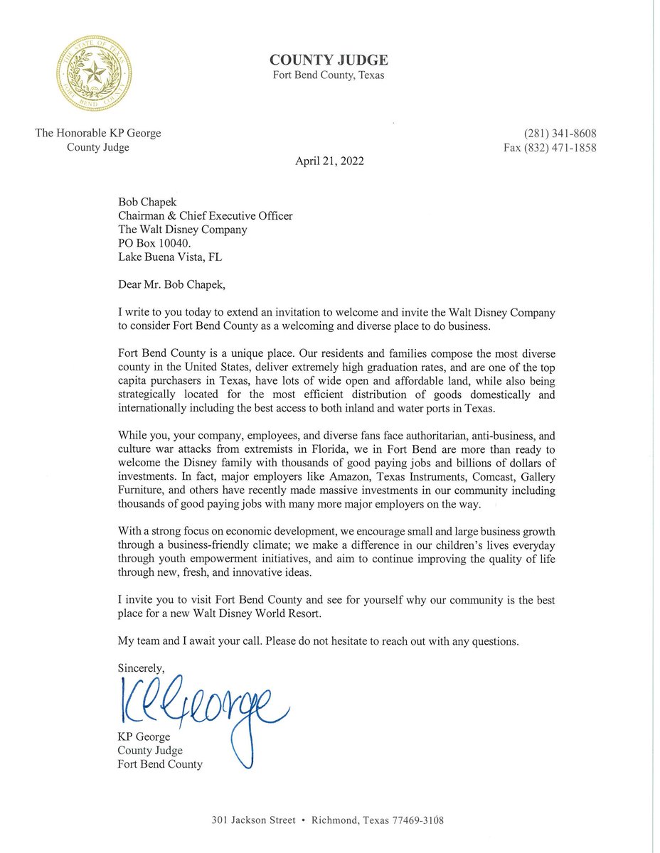 JudgeKPGeorge's tweet image. From Timone &amp;amp; Pumba to Tinker Bell, Disney characters are as diverse as Fort Bend County families. I welcome @Disney to visit Fort Bend County as your next destination while you face attacks from the modern day political extremists like @RonDeSantisFL.