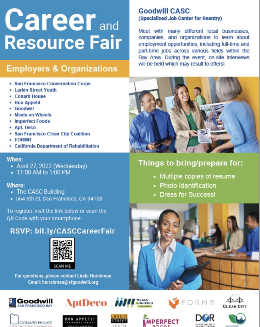 Two upcoming events at the CASC April 26th and April 27th - Expungement Clinic and Career Fair                                                                              <a href="/SFAPD/">SF Adult Probation</a> ⁦<a href="/ReentryCouncil/">San Francisco Reentry Council</a>⁩