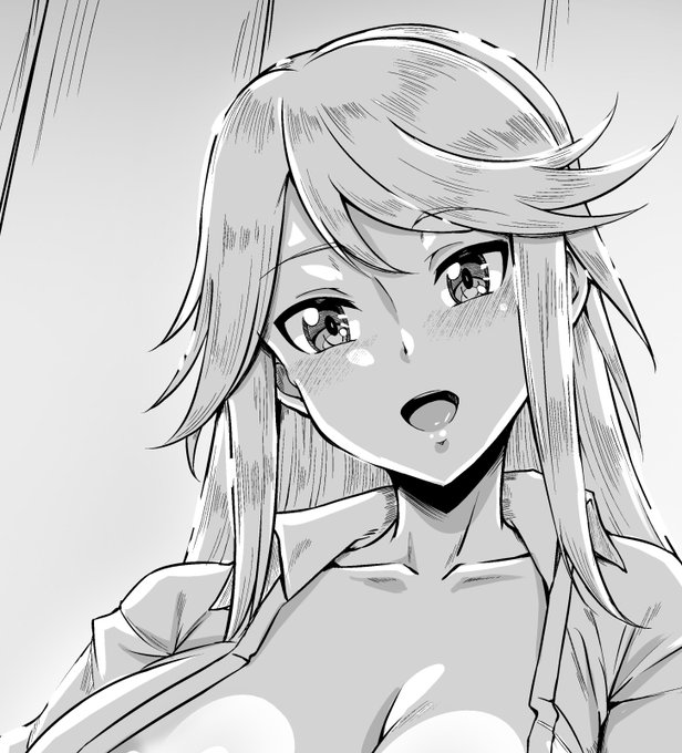 MOJA()さん企画の裸ワイシャツ合同にも1枚モノクロイラスト寄稿させていただいてます。シャーリーと朝チュンって感じの絵です。こちらもヨロシク!#アリスギア肌ワイ合同 