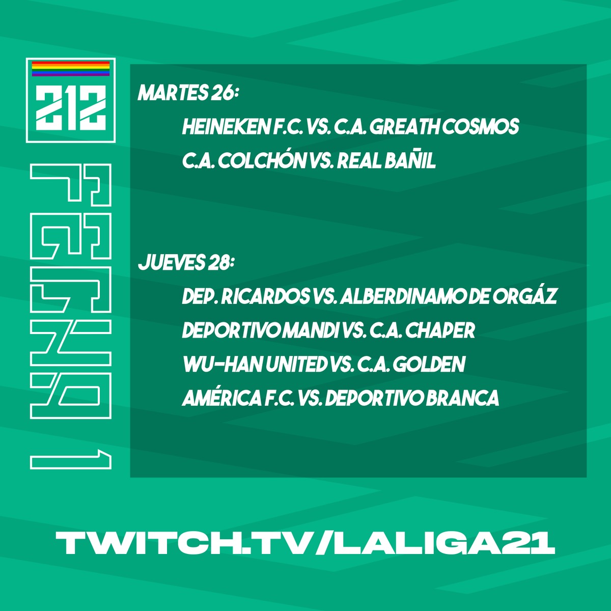 LaLiga21Of's tweet photo. ¡HABEMUS FIXTURE!
Y de esta forma se jugará la #Fecha1 en ambas categorías.
Recordamos que pueden chequear el fixture completo en nuestro #ChallengePlace.
⏰22hs🇦🇷🇺🇾
📺https://t.co/PnmZevgi6q
📊https://t.co/kl5dkCWXXs https://t.co/5dxpr2VAS6
