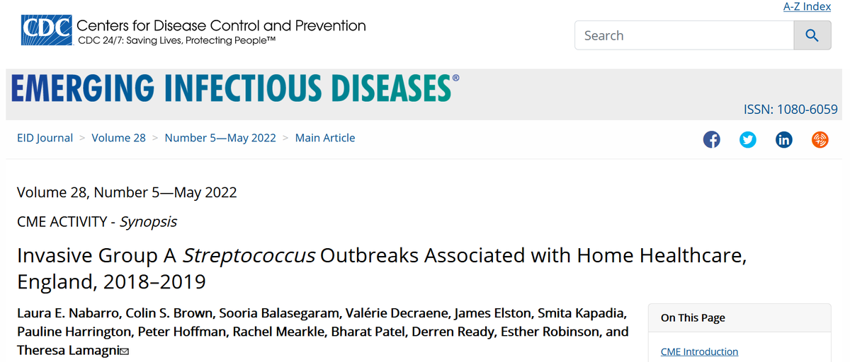 Colin S Brown (@cstewartb) on Twitter photo Our article on investigating community iGAS cases linked to home health care services has been selected by <a href="/CDC_NCEZID/">CDC Emerging Infections</a> as their latest educational activity - they are unfortunately common, have high mortality, and require multi-facted control measures wwwnc.cdc.gov/eid/article/28… Our article on investigating community iGAS cases linked to home health care services has been selected by <a href="/CDC_NCEZID/">CDC Emerging Infections</a> as their latest educational activity - they are unfortunately common, have high mortality, and require multi-facted control measures wwwnc.cdc.gov/eid/article/28…