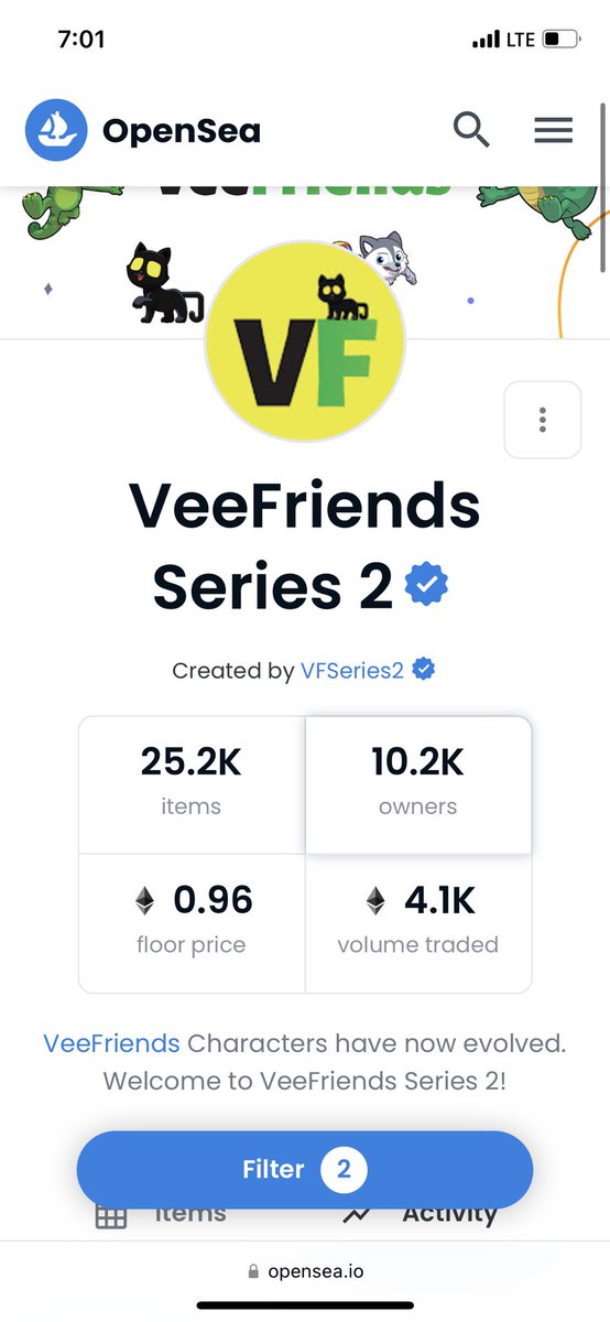 Over 10 k unique owners <a href="/veefriends/">VeeFriends</a> series 2 .. behind humbled … opensea.io/collection/vee…