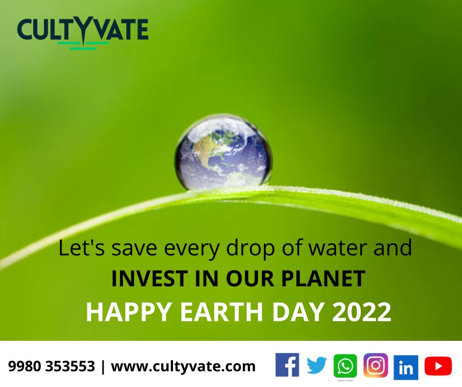 Go Green and make our Earth a beautiful place to live.
#farming #agriculture #technology #sustainableFarming #precisionirrigation #iottechnology #CultYvate #IoT #Sustainableagriculture #smartirrigation #PrecisionAgriculture #happyEarthDay2022