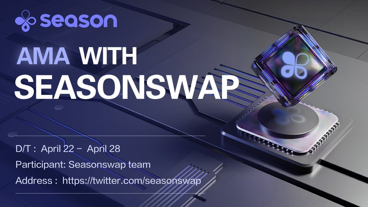 seasonswap's tweet photo. AMA with SeasonSwap team right now!
Comment below to win the CLV prize!

💰: $10 CLV *10
⏲️: Apr 22- Apr 28

Rule:
1⃣ Follow and Like
2⃣ Leave your question in the comment
3⃣10 Random questions will be picked
👉10 Lucky users will be picked🎈 https://t.co/5Fcz4dGA1k