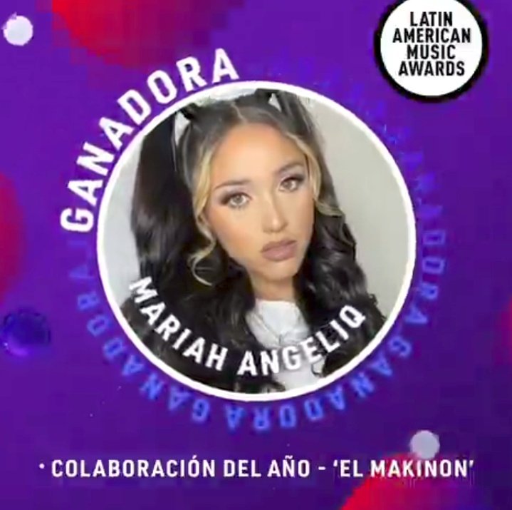 Mariah_ACharts's tweet photo. “EL MAKINON” by @karolg &amp; @Mariahangeliq won Colaboración Of the Year at #LatinAMAs 2022. https://t.co/XkBqPQNqfR