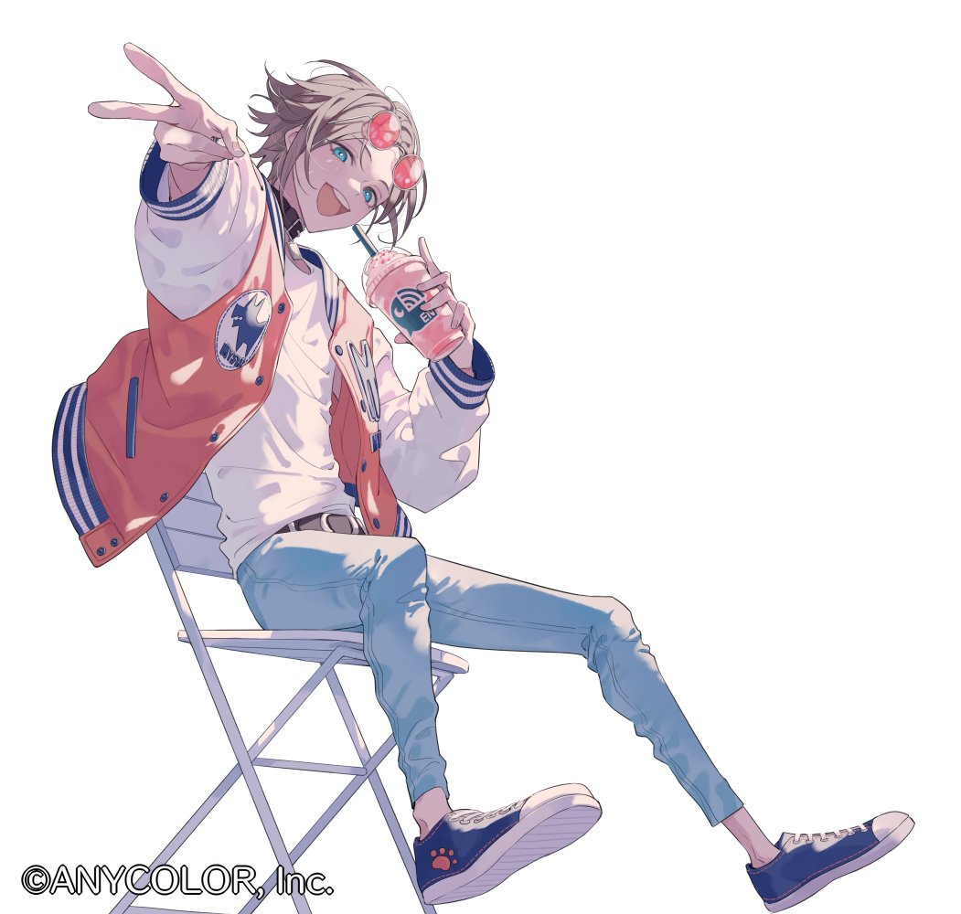 1boy male focus solo pants blonde hair shirt white pants  illustration images