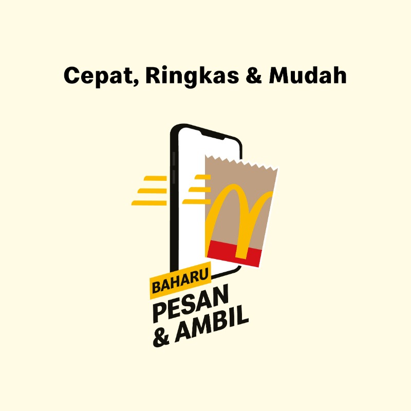 McDMalaysia's tweet photo. Hanya beberapa klik untuk menikmati hidangan kegemaran McD. Gunakan Pesan &amp; Ambil di aplikasi McD dan ambil pesanan anda di restoran. Senang!