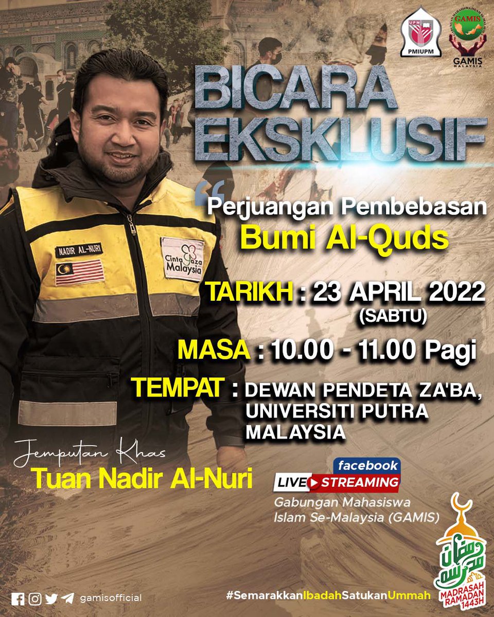 GamisMalaysia's tweet photo. [ BICARA EKSLUSIF ] 

Slot Bicara Eksklusif merupakan inisiatif dalam Madrasah Ramadan dengan menampilkan figura-figura yang mempunyai pelbagai latar belakang yang hebat. Slot Bicara Eksklusif diteruskan dengan tema yang begitu dekat dengan isu semasa.

Ayuh semua meriahkan✨🍃 https://t.co/6F3EPaoIIW