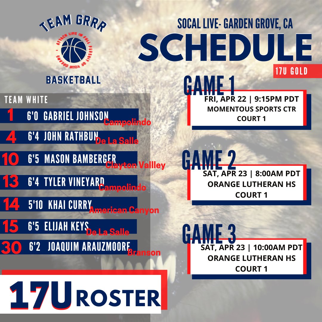 Team GRRR (@teamgrrrbball) on Twitter photo Team GRRR (CA) will be playing at <a href="/EHACircuit/">EHACircuit</a> <a href="/TheHoopCircuit/">The Hoop Circuit 🏀</a> SoCal Live this weekend! Here are our schedules/rosters #ItsAMindset Team GRRR (CA) will be playing at <a href="/EHACircuit/">EHACircuit</a> <a href="/TheHoopCircuit/">The Hoop Circuit 🏀</a> SoCal Live this weekend! Here are our schedules/rosters #ItsAMindset