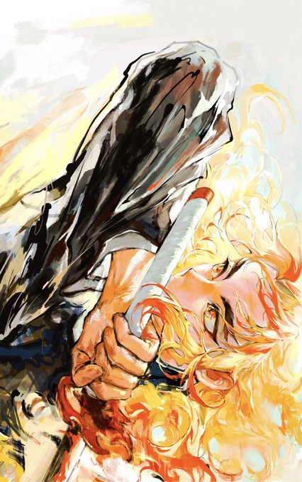 弘_12さんがTwitterに投稿した煉獄杏寿郎(鬼滅の刃)のイラスト。