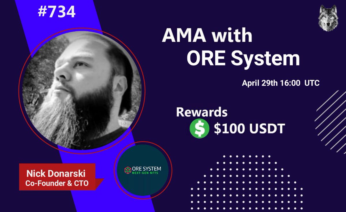 🤍AMA Series With ORE System

🎁Prize: $100 USDT
📆Date: April 29th 16:00 UTC 
🏨 Venue: t.me/CryptoTiTans0

Rules : t.me/CryptoTitansCH…

🖤 Follow

 @oresystemnft

&amp;

  <a href="/CryptoTitans1/">CryptoTiTans (⬛⬜)</a>

2. Like Retweet &amp; Comment Your Questions (3 Questions Max) Tag 3 friends.