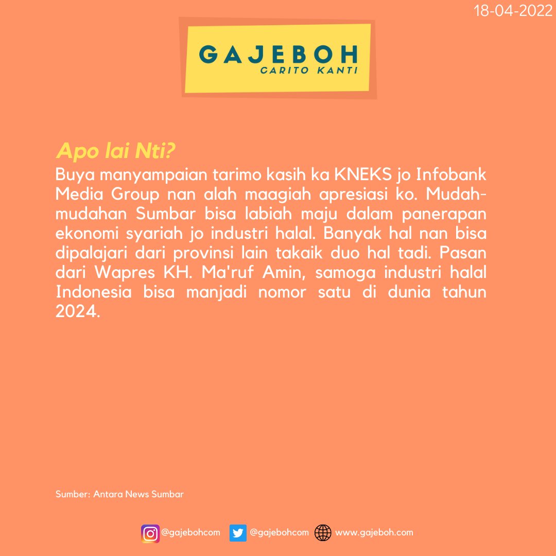 gajebohcom's tweet photo. Kok lah buya nan mamimpin nagari, InsyaAllah tabao rancak kasadonyo. 

Apo salanjuiknyo tu?

#minanglipp
#minangrancak
#minangbana
#beritaminang
#minangmaimbau
#sumbar 
#bahasaminang
#gajebohcom
#pasaloakpadang https://t.co/GDgkchE6KM