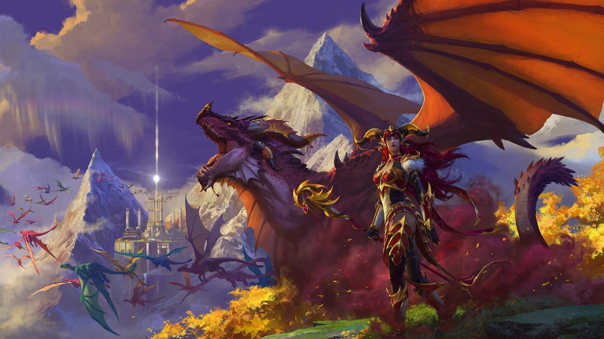 I made a borderless Dragonflight wallpaper out of the loading screen  r wow