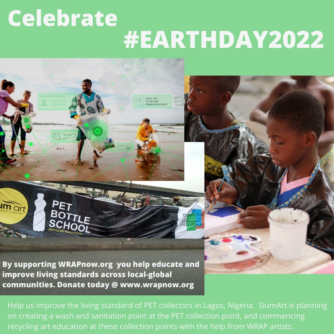 wastereduction2's tweet photo. On #earthday2022 celebrate by making a donation to https://t.co/qoWeeyqz8A to help build sustainable art programs for children in Lagos, Nigeria. In collaboration with @Slumart1 and @Empowerplastic #earthday #art #education #sustainability #circulareconomy https://t.co/TUMKkQAvfP