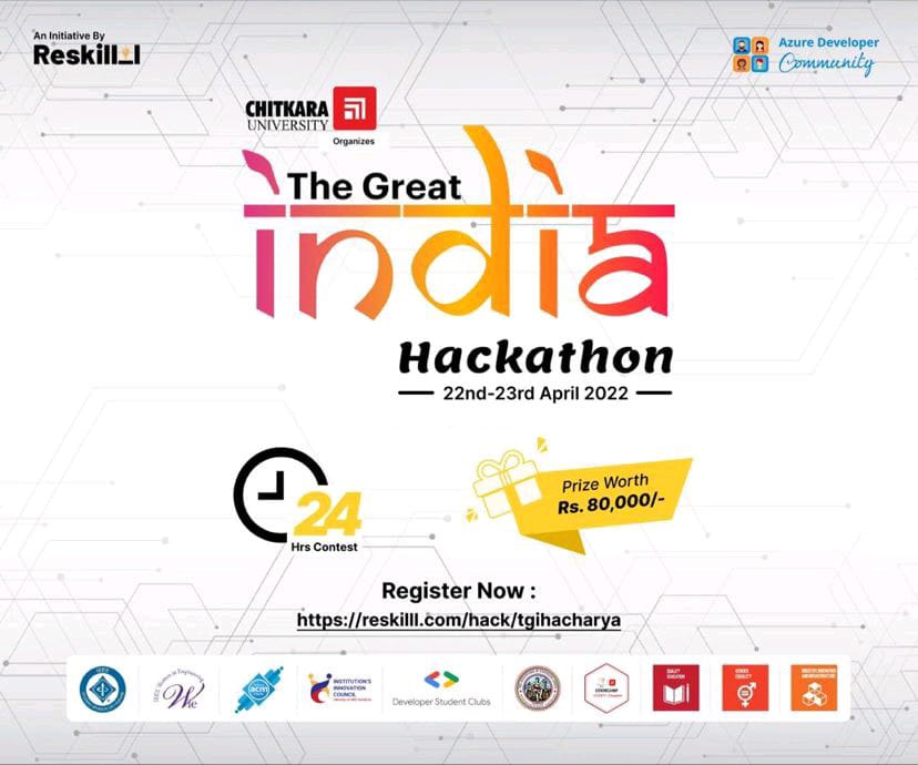 mrsarthak001's tweet photo. Beginning of The Great India Hackathon series by @reskilll (India's largest volunteer-driven hackathon) today in @ChitkaraU

#Reskilll
#ChitkaraU
#Explorelabs
#Codekaregaindia 

@azdevindia https://t.co/NSVfXH5058