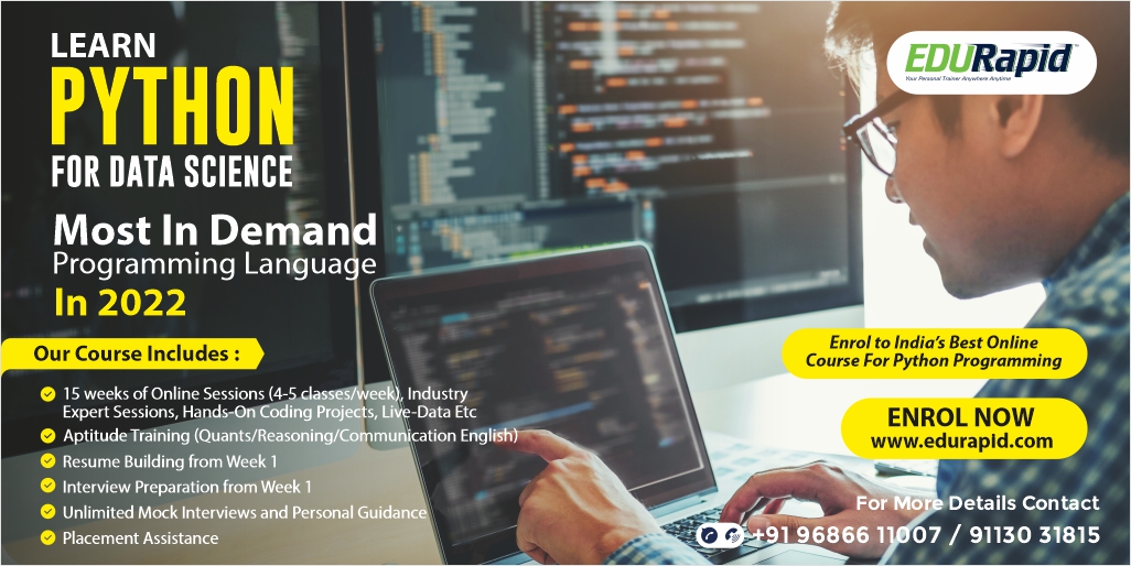 EDURapid1's tweet photo. Learn Python For Data Science Boot Camp : Most In Demand Programming Language in 2022
https://t.co/rIpUDDx4tS #pythonprogramming #datascience #softwareskills #softwarecareerprograms #learningpythonprogramming #careerinpythonprogramming #softwareprogramming https://t.co/D3Nah2UmmI