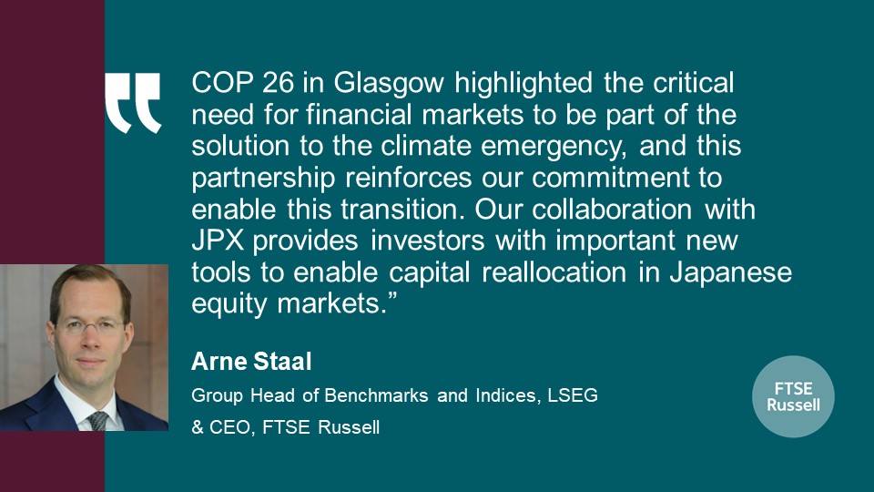 droogte blik Evalueerbaar FTSE Russell, An LSEG Business on Twitter: "@FTSERussell JPX Market  Innovation &amp; Research Inc launch the FTSE JPX Net Zero Japan Index  Series. FTSE Russell and #JPXI are partnering to design financial