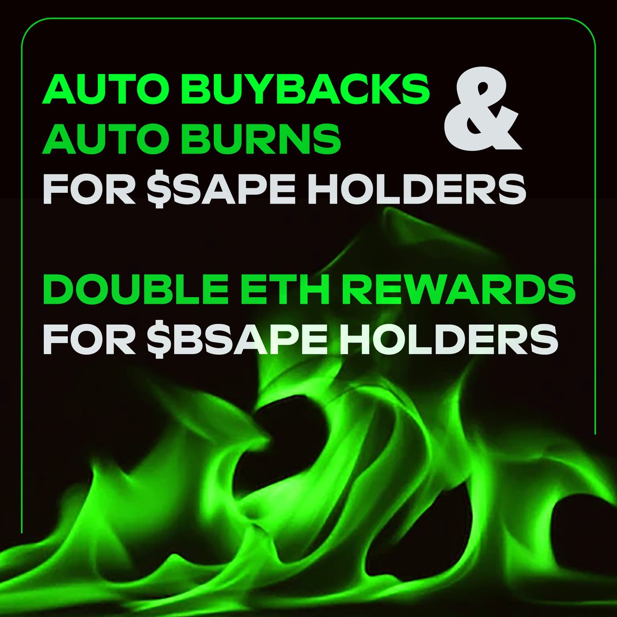 SAPEOFFICIALETH's tweet photo. WE ARE THE OGs OF AUTOMATIC CONTRACT FEATURES
🔥 We have both #AutoBuyback & #AutoBurn
Double rewards as claimable ETH in $BSAPE and auto buys with auto burns on the Genesis Token $SAPE
💰Hold $BSAPE to claim ETH
🔥Hold $SAPE and watch the price go up
https://t.co/jQlRBPDQMO https://t.co/OMwivXsVxk