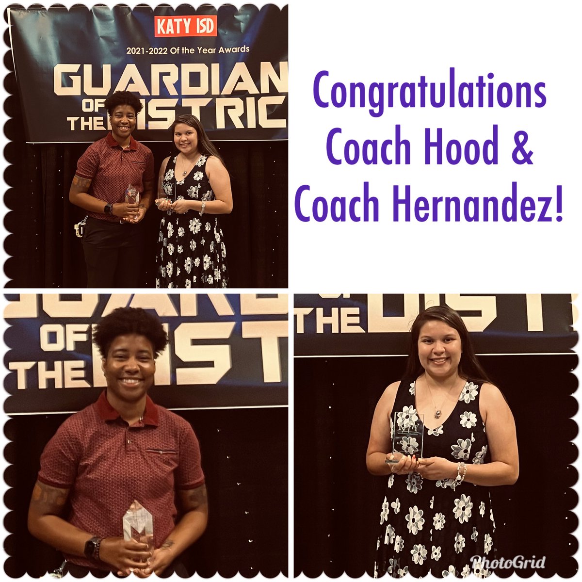Congratulations <a href="/coach_hood16/">Felicia Hood</a> and <a href="/Bryanna_H19/">Bryanna Dill</a> for being MDJH’s Teacher and Rookie Teacher of the Year! #katyotya <a href="/katyisd/">Katy ISD</a> 🐾🐾💜🖤🐾🐾