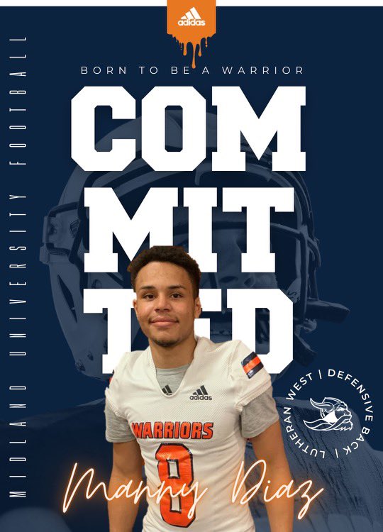 After a while of hard thinking and talking to great schools, I am blessed and fired up to further my academic and athletic career to <a href="/MidlandU_FB/">Midland Football</a>. I feel like this is home to me and I can’t wait to play for <a href="/CoachJamrog/">MU Coach Jeff Jamrog</a>. #Gowarrios💙🧡
#brotherhood <a href="/Coach_Parrella/">John Parrella</a> <a href="/LW_Football/">LW Football</a>