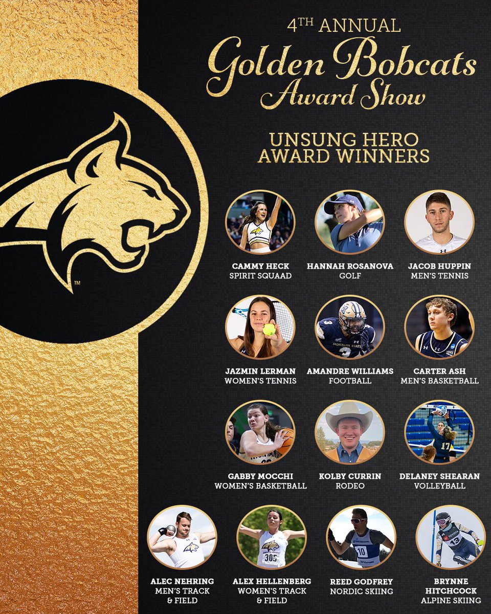 MSUBobcats's tweet photo. Our Bobcat teams’ Unsung Hero Award winners! #GoldenBobcats https://t.co/88BB4gJdI9