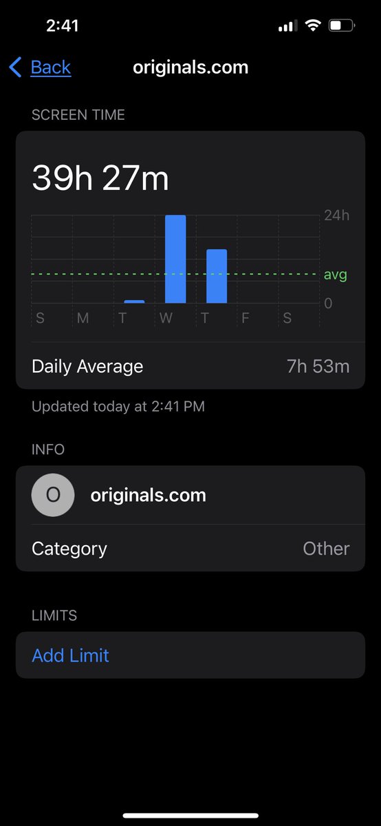 _goated_nft's tweet photo. @LoganPaul my screen time waiting for the @OriginalsDAO drop #nft #ETH https://t.co/c8XxbV7xJQ