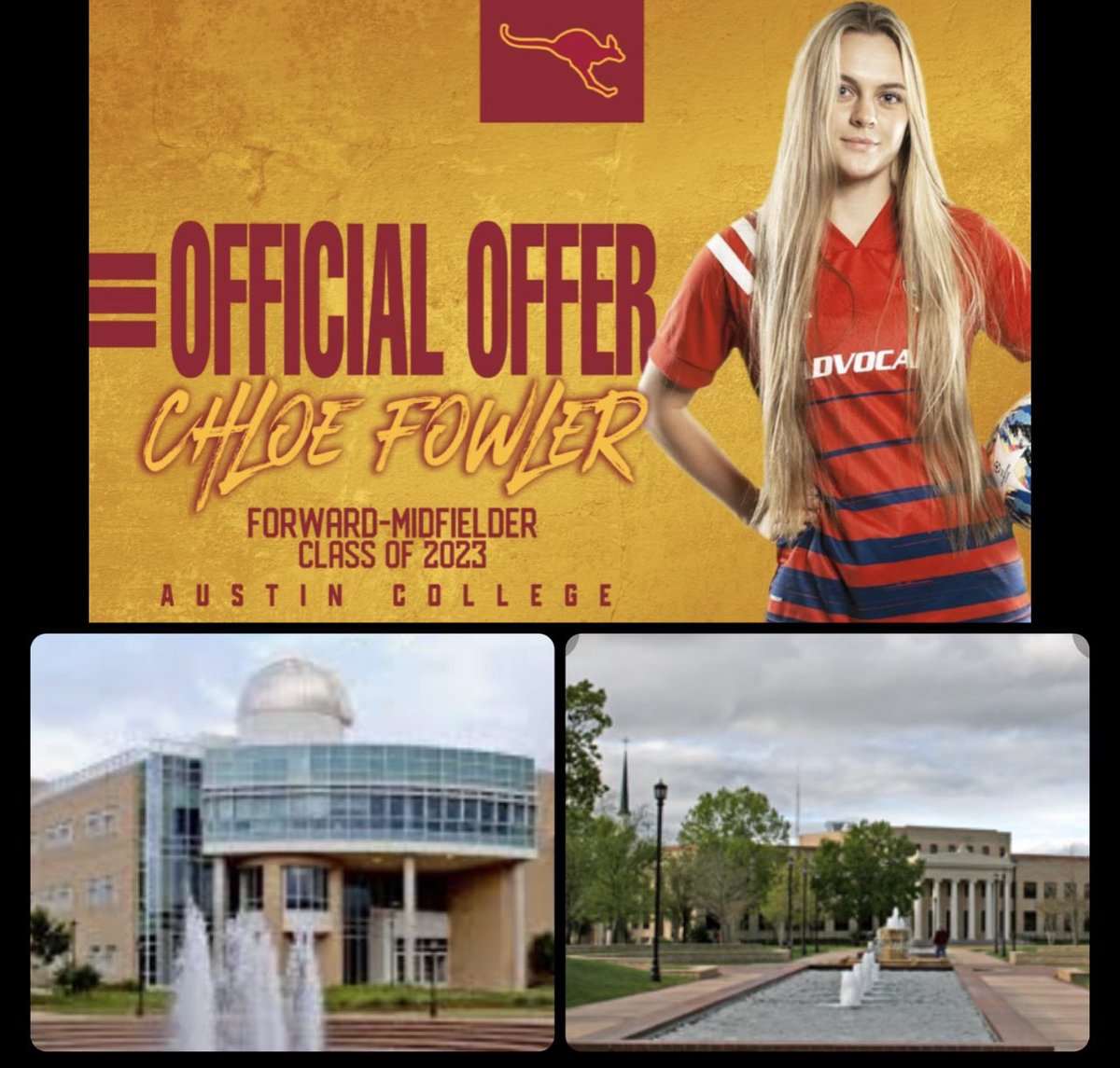 Feeling blessed and thankful after a great visit with Coach Gregory! I have received the opportunity to continue my soccer and academic career at Austin College!!  <a href="/AC_WSoccer/">AC Women's Soccer</a> <a href="/SCAC_Sports/">SCAC</a> @FCDNorthblack <a href="/FCDallasYouth/">FC Dallas Youth</a>
