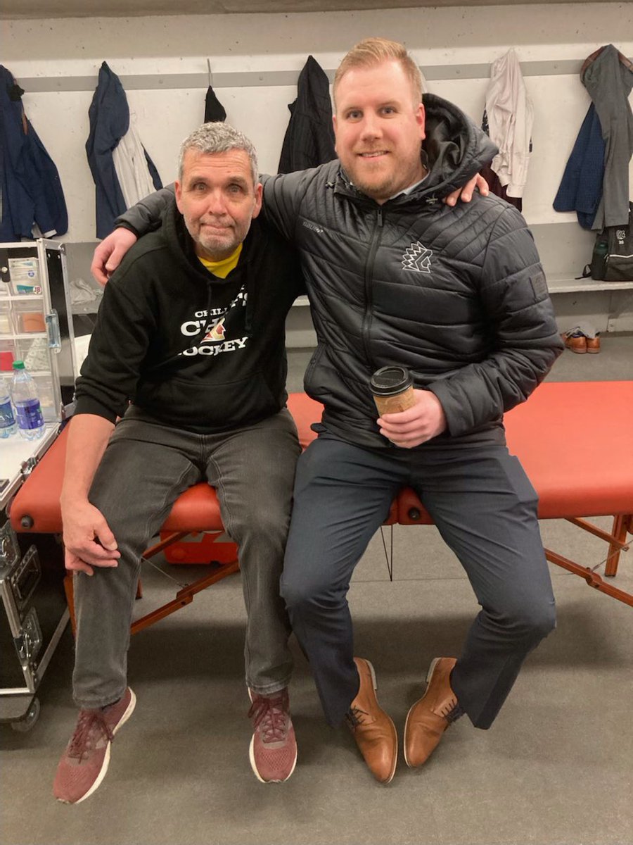 BRihela's tweet photo. 44 years. What a career. Glad I got to spend a few of them with you. All the best to you my friend, thanks for all the laughs. @bpatafie @Chiefs_Hockey #seeyouatcamp https://t.co/1jrUR3xM0I