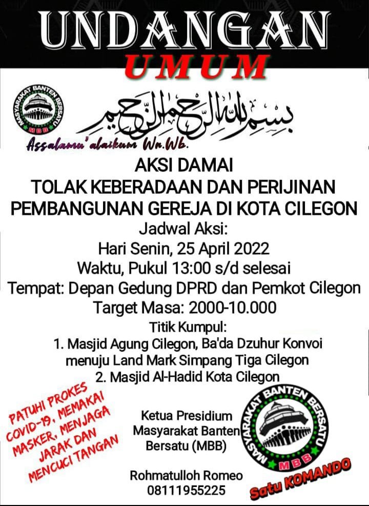 Miris ya dimana skrg lg heboh ngaji di trotoar tp kami umat minoritas ingin tertib dan pny rumah ibadah sndr kok begini nasibnya... Apakah kami ga layak di negara ini
Cc. Pak <a href="/jokowi/">Joko Widodo</a> 
 Pak <a href="/mohmahfudmd/">Mahfud MD</a> 
Pak <a href="/YaqutCQoumas/">Yaqut Cholil Qoumas</a>