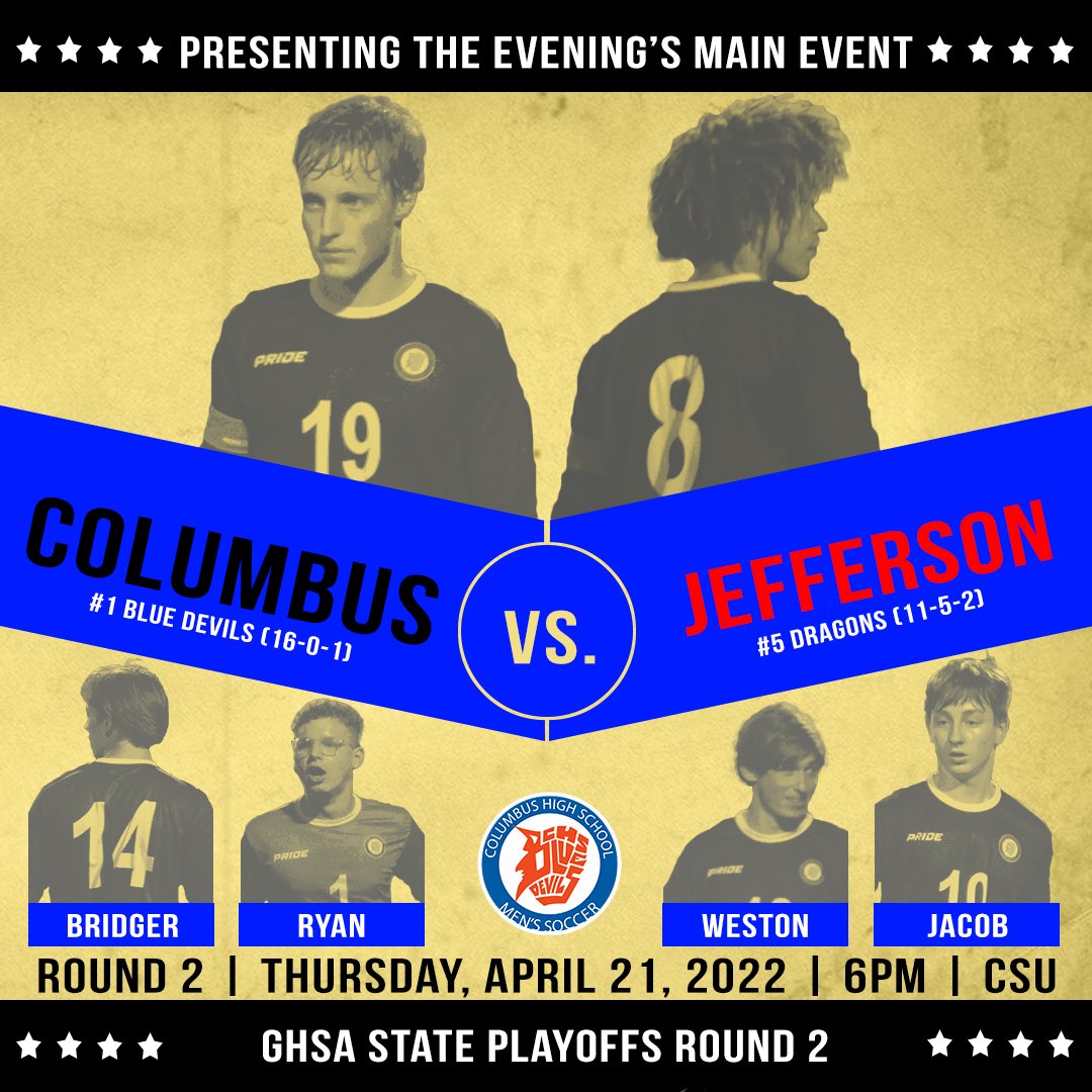 ColumbusMSoccer's tweet photo. Blue Devils advance to the Elite 8!!! 2-1 win over Jefferson! #WeAreColumbusHS https://t.co/tRLtRDn3AH