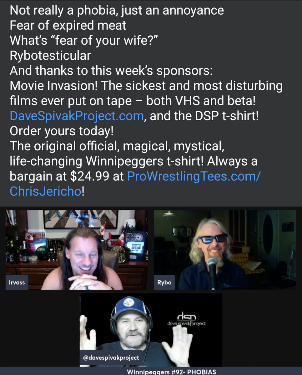 VickyConley44's tweet photo. Meanwhile on Episode 92 . We're still having fun eventho we all are scared of something @IAmJericho #Winnipegers @dspivakproject https://t.co/kzRq5Tyf7v