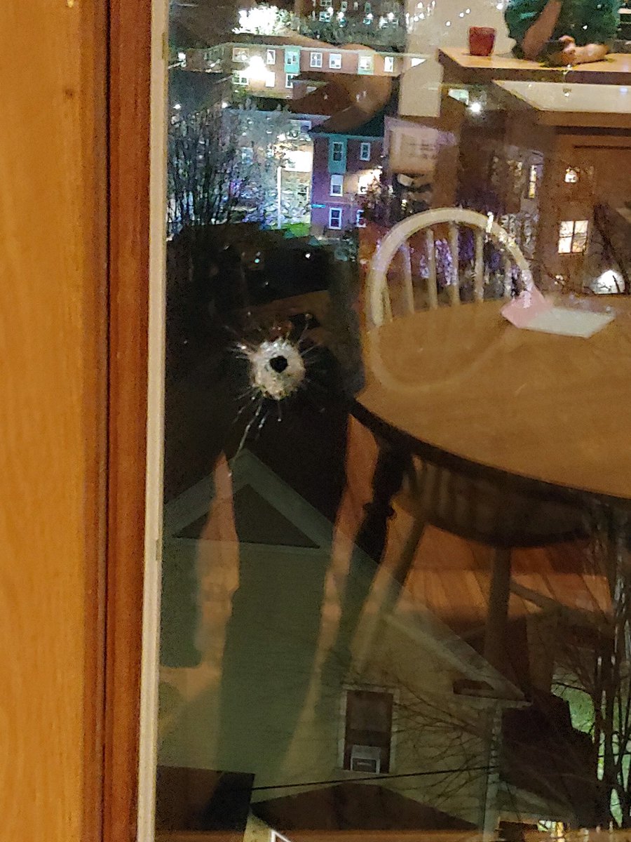 Lisa_Gresci's tweet image. These two were simply trying to heat up a burrito in this microwave when a bullet came through the third story window of their Mission Hill apartment. @7News