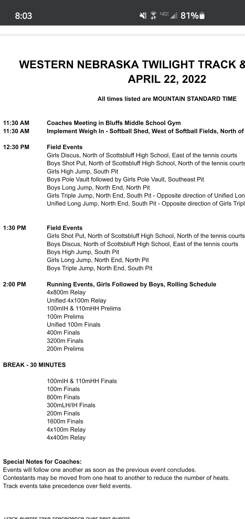 Scottsbluff T&F on Twitter "The Western Nebraska Twilight at Bearcat