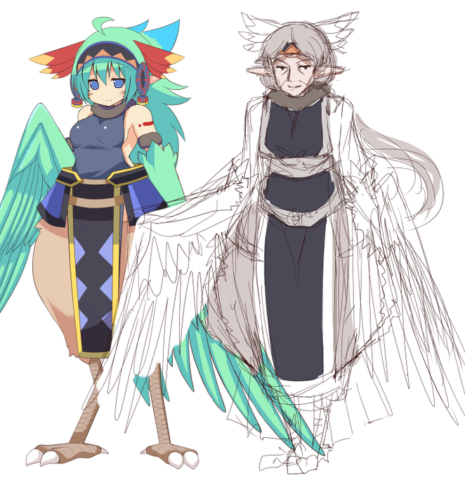 ハーピーのオババさまラフ
ぴっぴと画風が違う( 