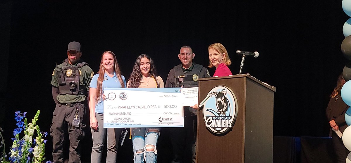 Congratulations Viri! A well deserved award. #CJUHSDCampusOfficers #MHSAwardNight #GoCavs! @MHS_EdServices @MHS_Instruction <a href="/monica_barberi/">CAV Achievement</a> <a href="/MontclairCavs/">Principal Gomez</a>