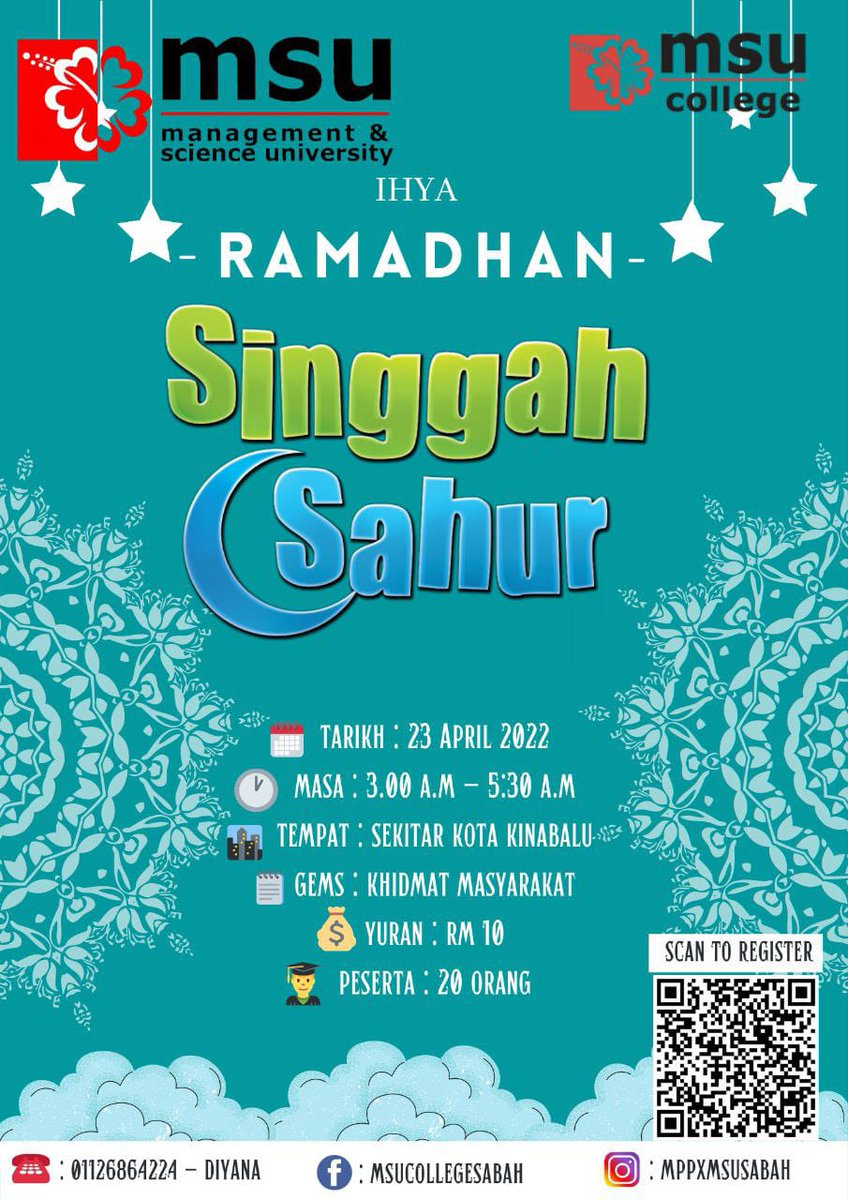 Next our ramadhan program😊..

Please come & join us #MSUrian🚙🚗🛻

#MSUIhyaRamadhan2022
#msucollegesabah
#singgahsahur