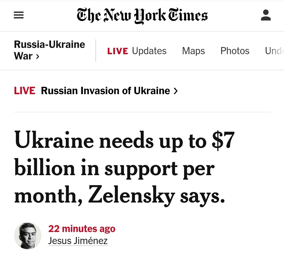 BREAKING: Zelensky asks for $7 billion a month in aid.

Oh hell fvcking no.