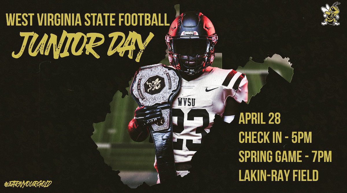 Thanks to <a href="/WvsuFootball/">WVSU Football</a> for the junior day invite!
<a href="/CoachDMays/">Coach Donnie Mays</a> <a href="/WVSU_GoJackets/">WVSU Athletics</a>  
#RollTribe