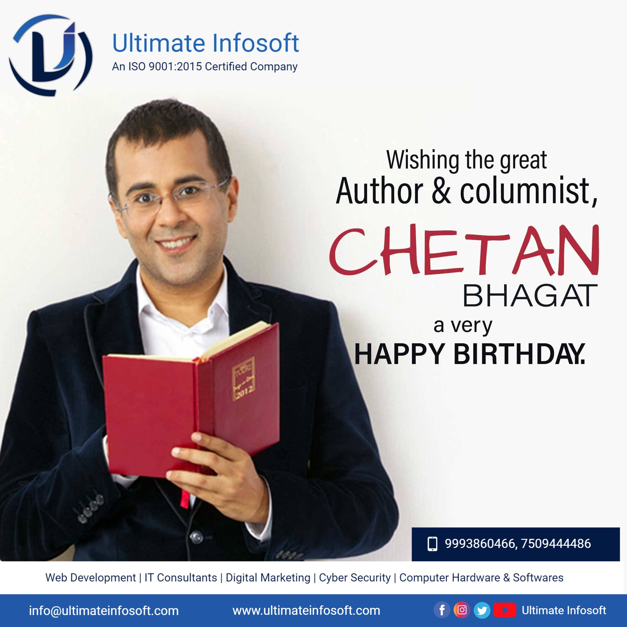 Wishing the great Author & columnist, CHETAN BHAGAT a very HAPPY BIRTHDAY. 