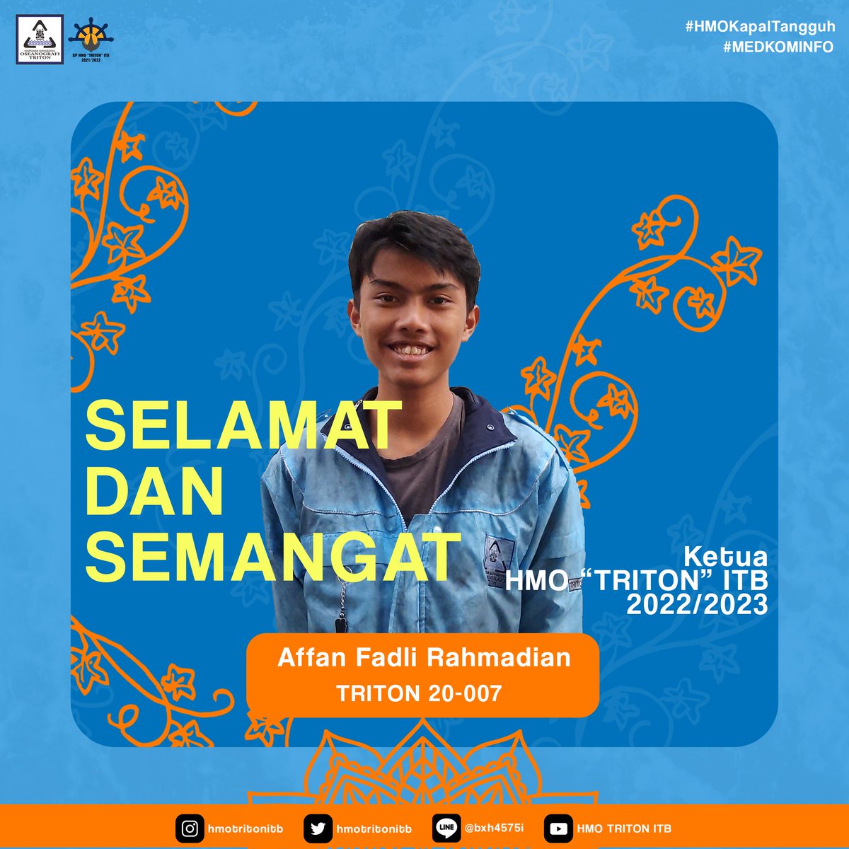 [SELAMAT]

Selamat kepada Affan Fadli Rahmadian, TRITON 20-007 yang telah terpilih menjadi Ketua HMO “TRITON” ITB Periode 2022/2023.

#HMOKapalTangguh
