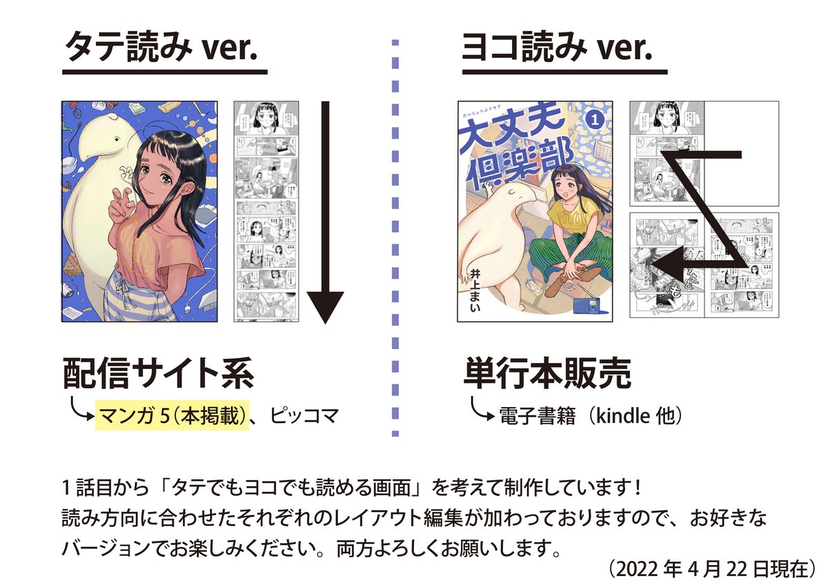 大丈夫になりたい人間と何らかの生命体のゆったり漫画
『#大丈夫倶楽部』電子書籍(ヨコ読み)発売のおしらせ📣

4/26～、各電子書籍ストアで発売します。
ヨコ読み形式+描き下ろしミニ漫画、お楽しみいただけると嬉しいです。よろしくお願いします!

【kindle購入ページ】
https://t.co/SFUdxU6ws8 