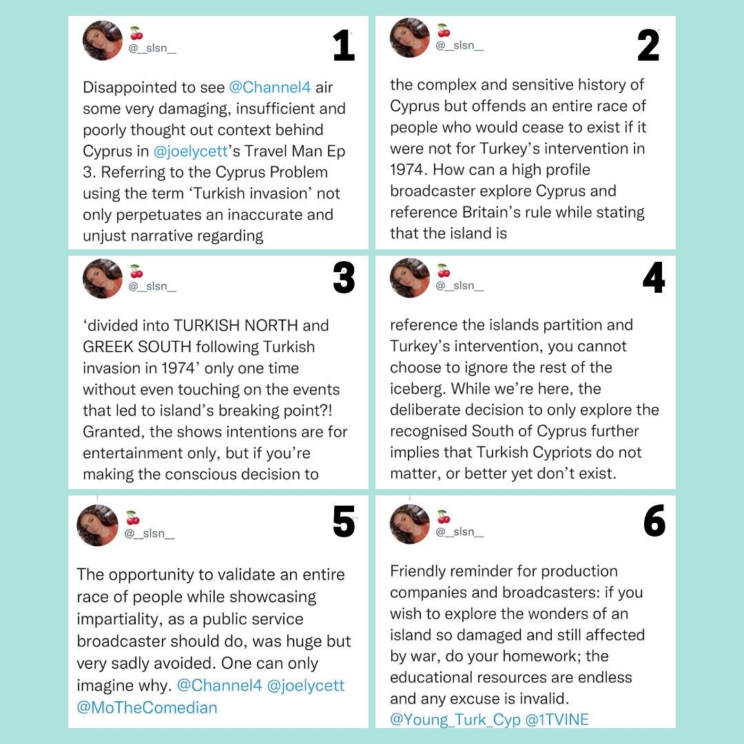 Young_Turk_Cyp's tweet photo. @Channel4 @joelycett @MoTheComedian Had the chance to release an unbiased show that highlighted the beauty of Cyprus. Instead it was filled with historical inaccuracies and insulting language aimed at the Turkish Cypriot people. @Okkupied editor summed up our thoughts below ⬇️ 👏 https://t.co/3OJVi9LrJt