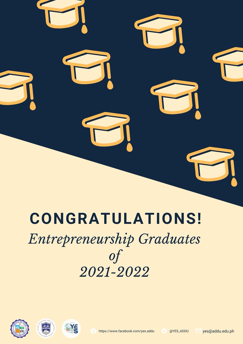 ADDU_YES's tweet photo. Congratulations to the graduates of BS in Entrepreneurship '21-'22!🎓

The journey of life brings both challenges and chances. May you carry your spirit to snatch the opportunities and beat the challenges. May you live a proud life!💙🤍

Way to go towards a bright future! https://t.co/wGN0Js9k31