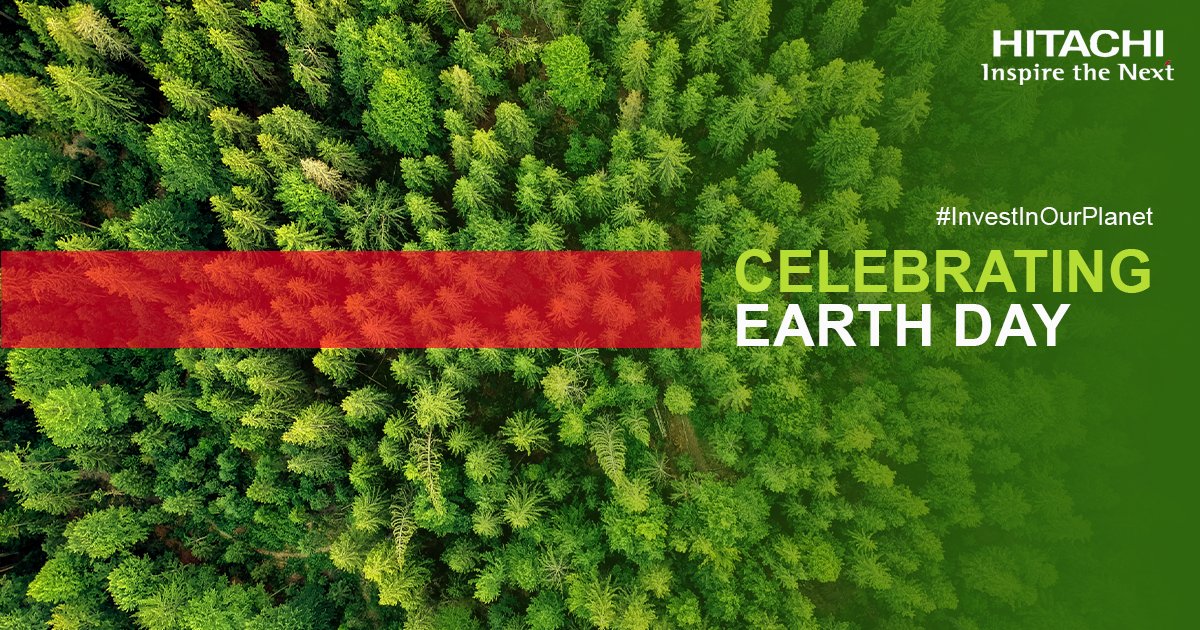 Hitachi's tweet photo. Today is #EarthDay! 🌍

This year, the focus is on investing in our planet. Read more from President &amp; CEO Kojima on how Hitachi is investing in #digital and #green solutions to help achieve #carbonneutrality: https://t.co/K5PE4WAq1h
#Hitachi4Climate #InvestInOurPlanet https://t.co/DbJSDY8iFI