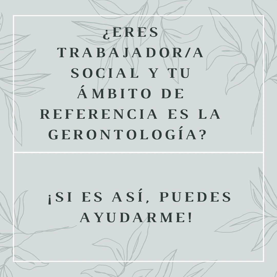 rubentsocial's tweet photo. Hola a todos/as, actualmente me encuentro desarrollando mi tesis doctoral y una parte muy importante de ella consiste en un cuestionario que hemos diseñado dirigido a trabajadores/as sociales del ámbito de la gerontología. Por ello, si este es tu caso… 🧵 https://t.co/Niht6tIzMn