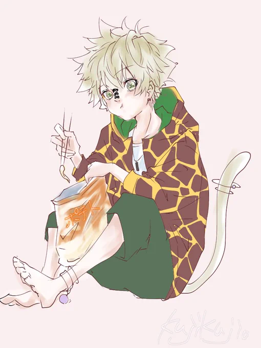 階段踏み外して自動ドアに突っ込んだ悲しみ。ポテチ好きのオリキャラを楽描きしてメンタルを安定させる。 
